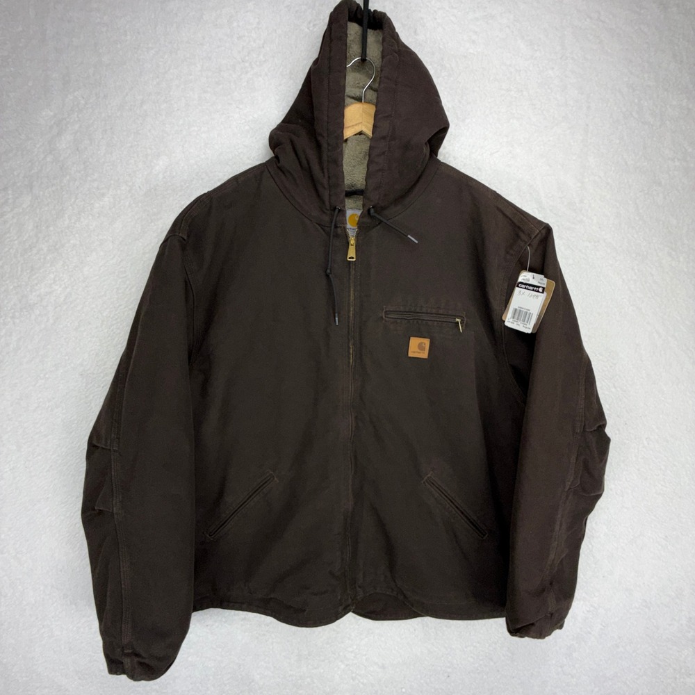 Carhartt J141 DKB Sandstone Sierra Jacket Sherpa Lined Dark Brown Mens 3XL NWT